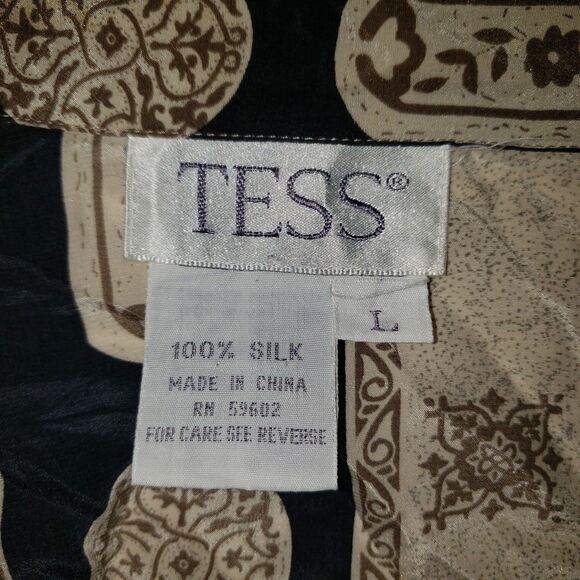Vintage TESS Silk Blouse Button Down Long Sleeve Top Womens Size Large - Picture 4 of 6